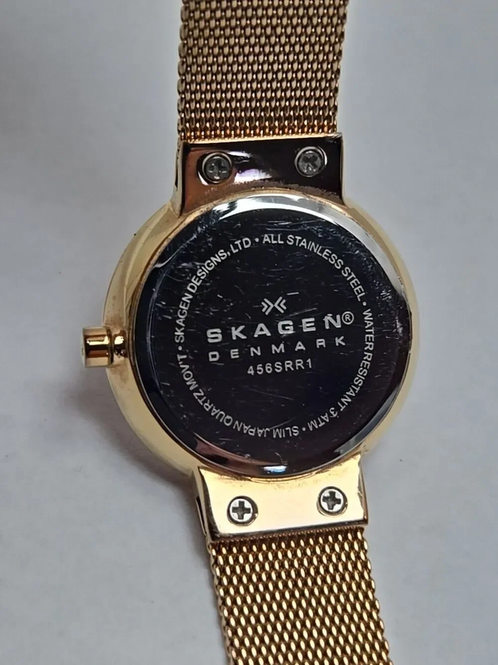 Skagen Leonora Faceted Crystal Rose Gold Mesh Watch Brown MOP New Battery